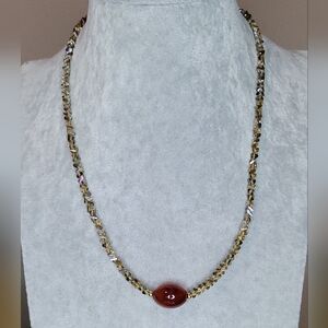 Champagne Citrine Briolette and Carnelian Choker
